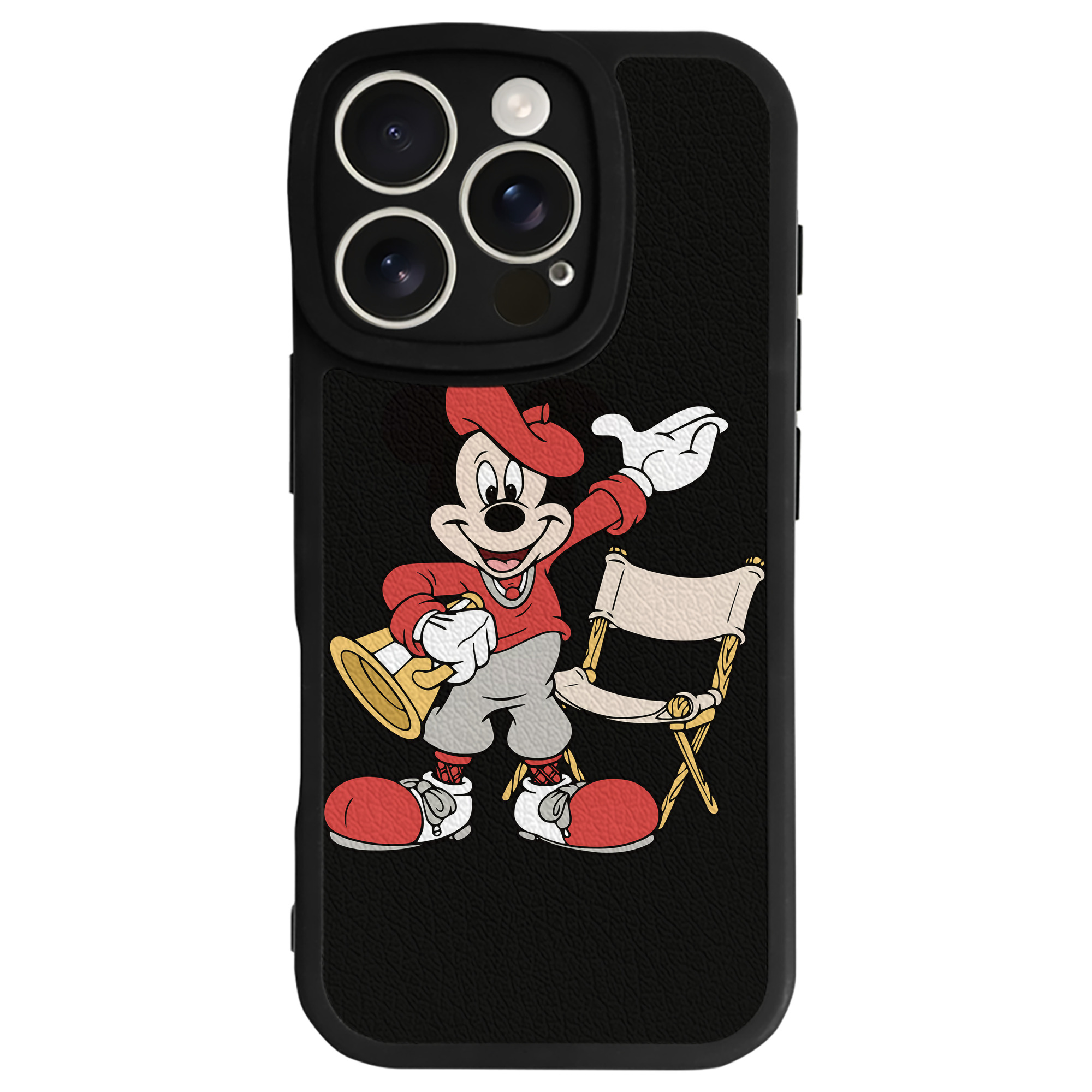 （画像用） ミッキーマウス Mickey Mouse 【iPhone 16シリーズ対応】シリコンスマホケース（レザー調） 材質：シリコン